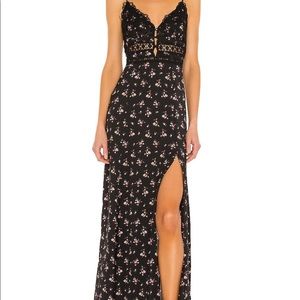Free People Intimately Out and About Satin Floral Maxi Slip Dress